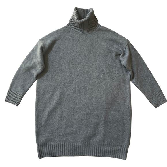 Urban Daizy Oversized Turtleneck Sweater Dress | Soft Knit, Heather Blue, Small - Picture 1 of 7